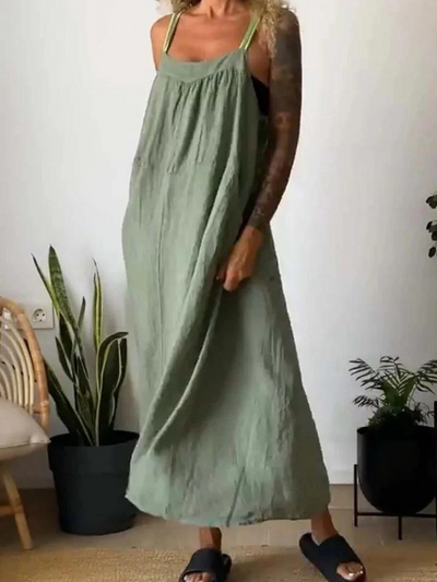 Vestido- CONJUNTO de Tirantes de Algodón y Lino para Mujeres