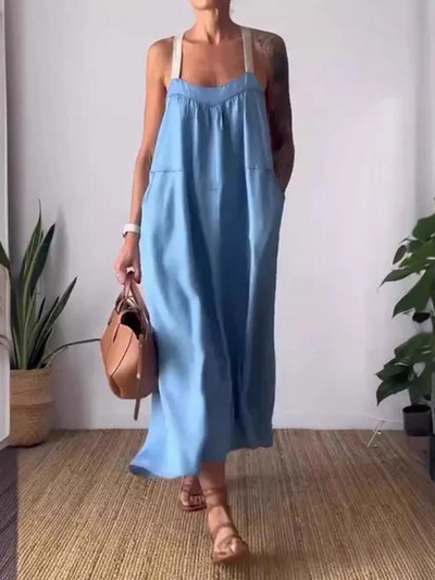 Vestido- CONJUNTO de Tirantes de Algodón y Lino para Mujeres