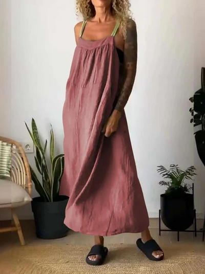 Vestido- CONJUNTO de Tirantes de Algodón y Lino para Mujeres