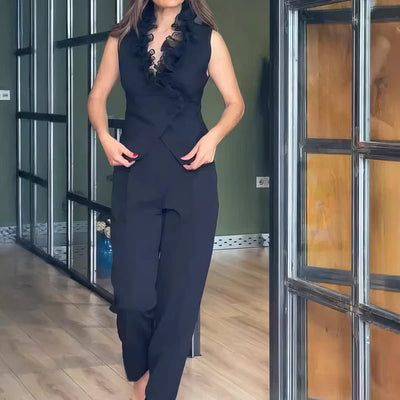 Conjunto de top sin mangas y pantalón de dos piezas